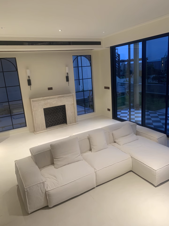 Seffi Washable natural linen fabric chaise lounge sofa