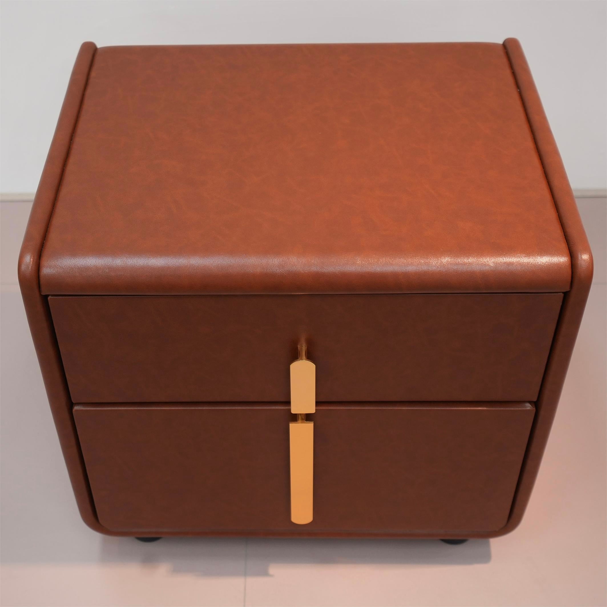 Olime 2pcs wooden leather nightstands