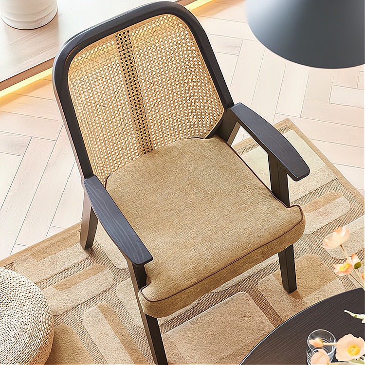 Rosalina 2pcs ash wood natural rattan dining chairs