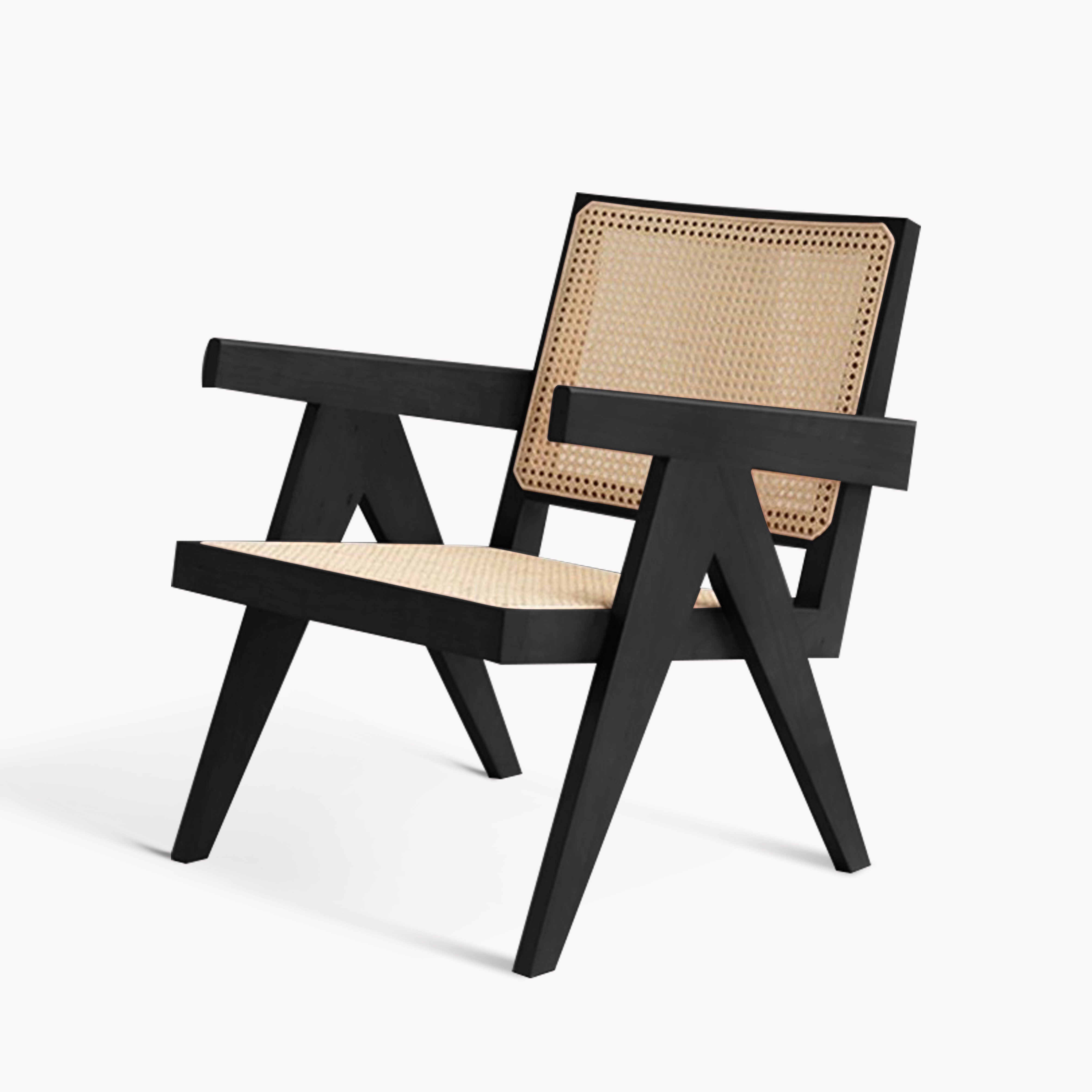 Nafilia Ash wood natural rattan loung chair