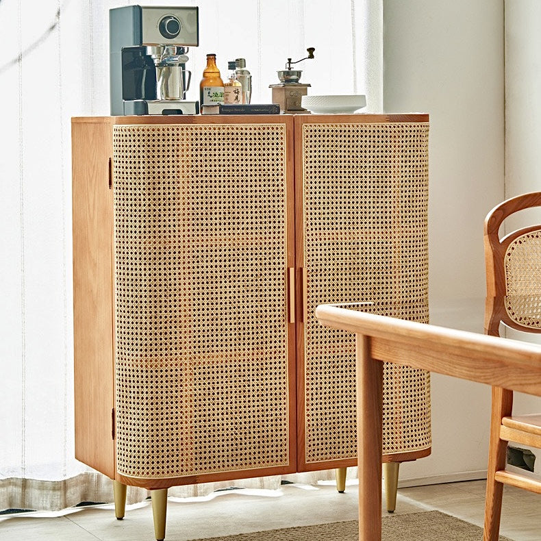 Nertilan Ash wood natural rattan sideboard-A