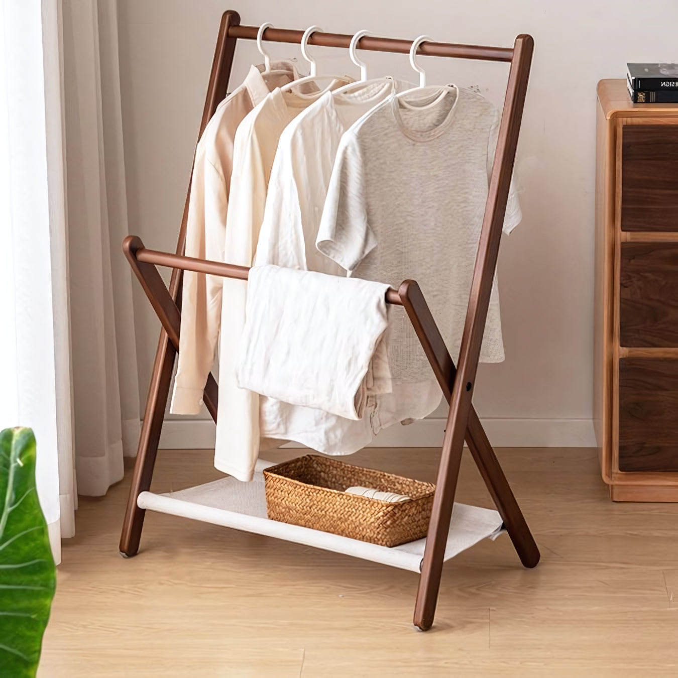 Irrax Solid wood folding clothes rack