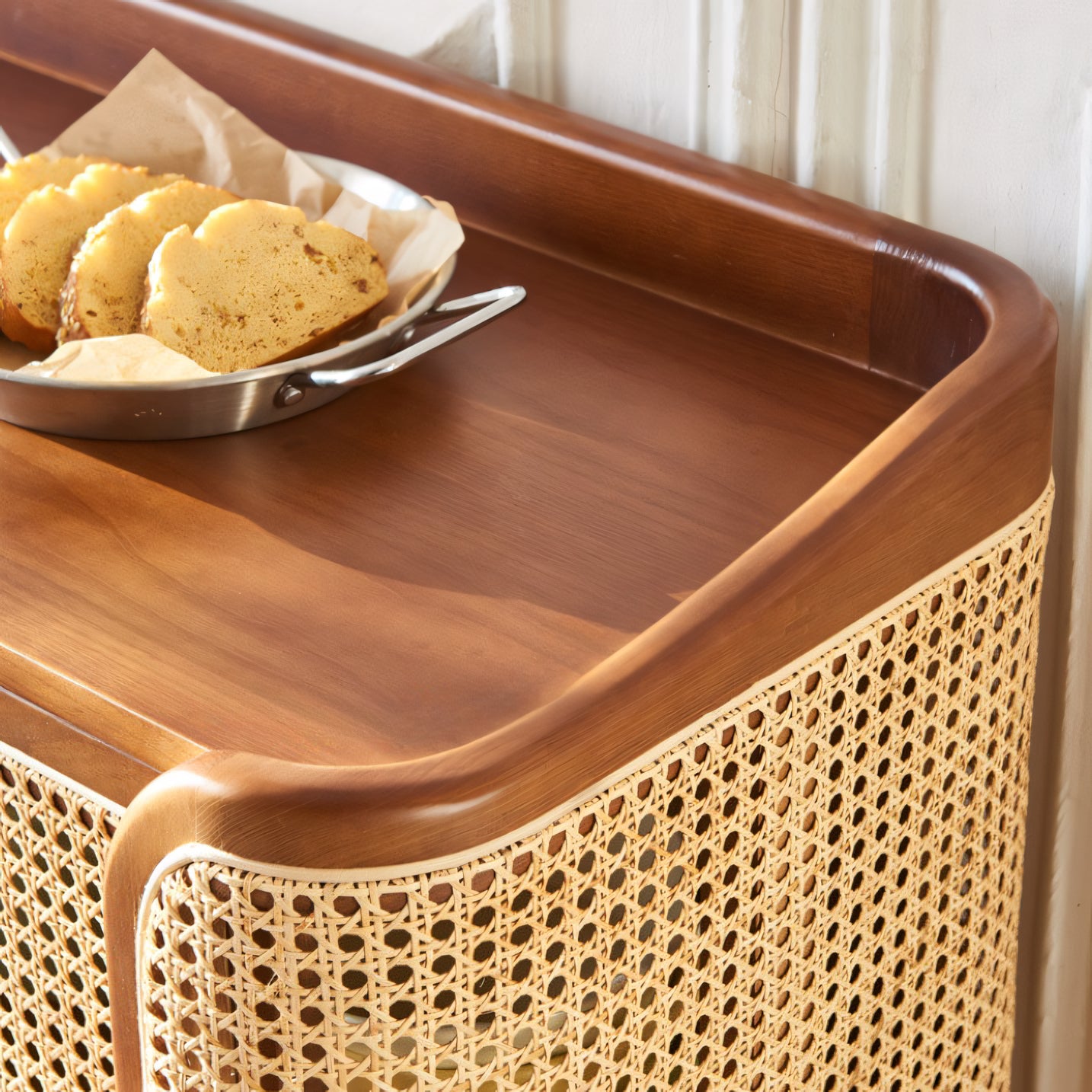 Sarinaly Ash wood natural rattan sideboard