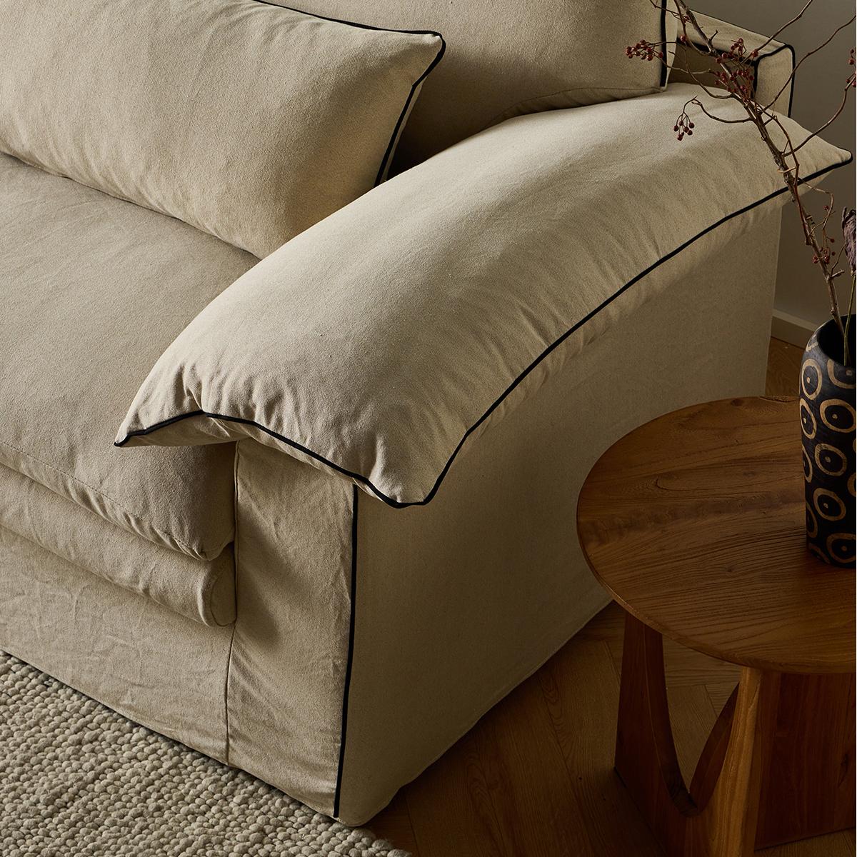 Isap Washable natural linen fabric straight sofa