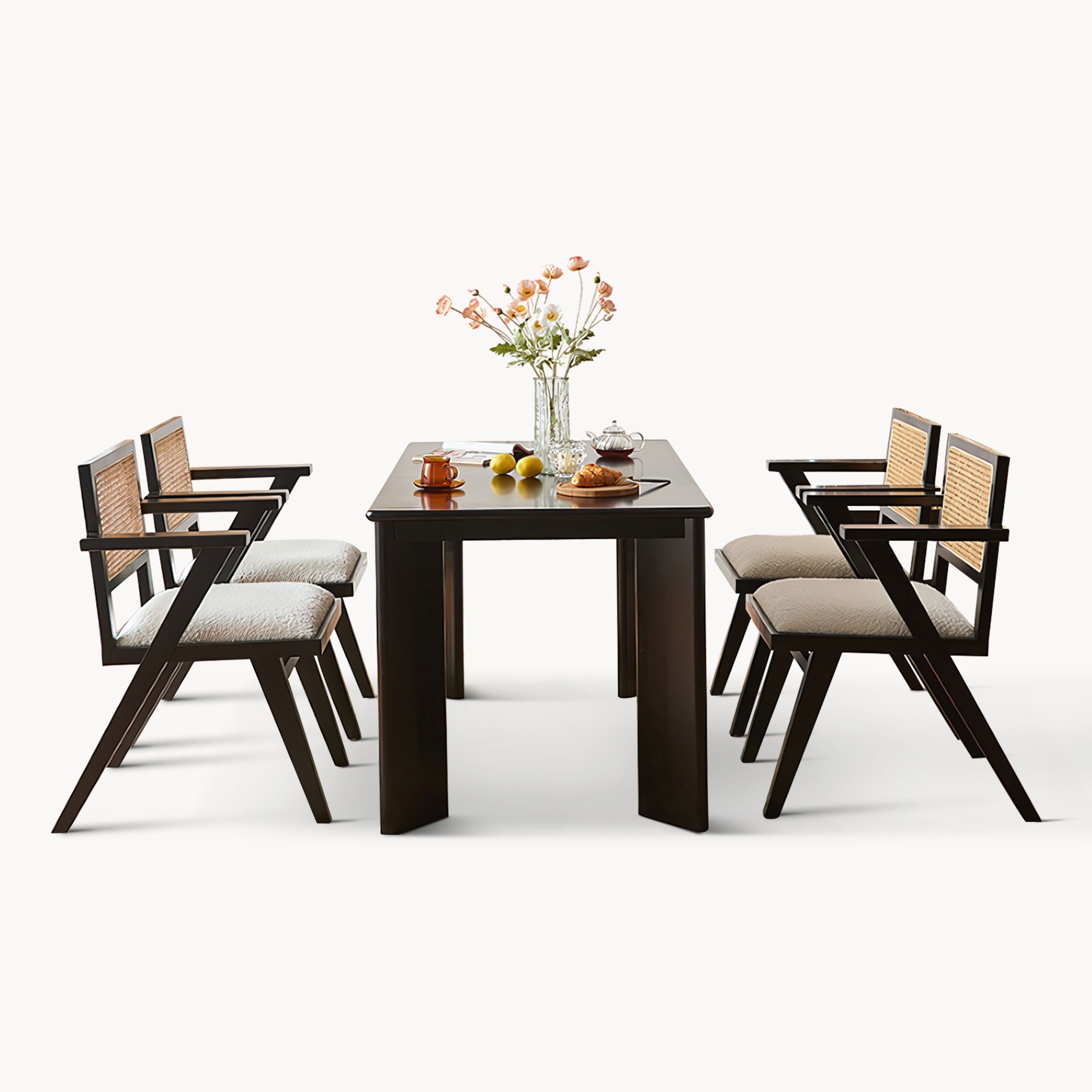 Rotalen Ash wood minimalist rectangular dining set