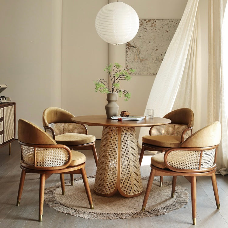 Hilarow 2 pcs ash wood natural rattan dining chairs