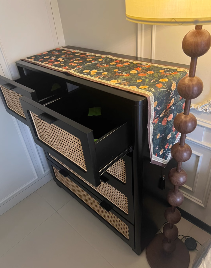 Aritilan Ash wood natural rattan chest of drawers