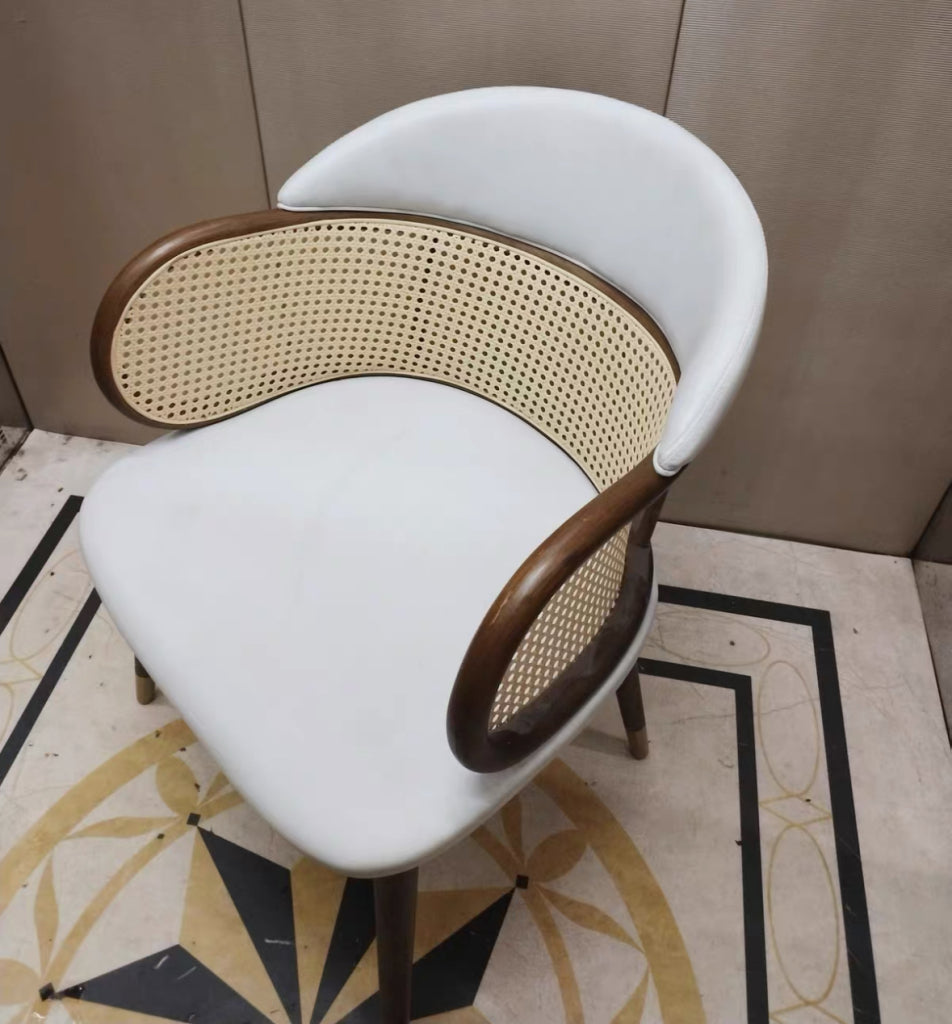 Hilarow 2pcs ash wood natural rattan dining chairs