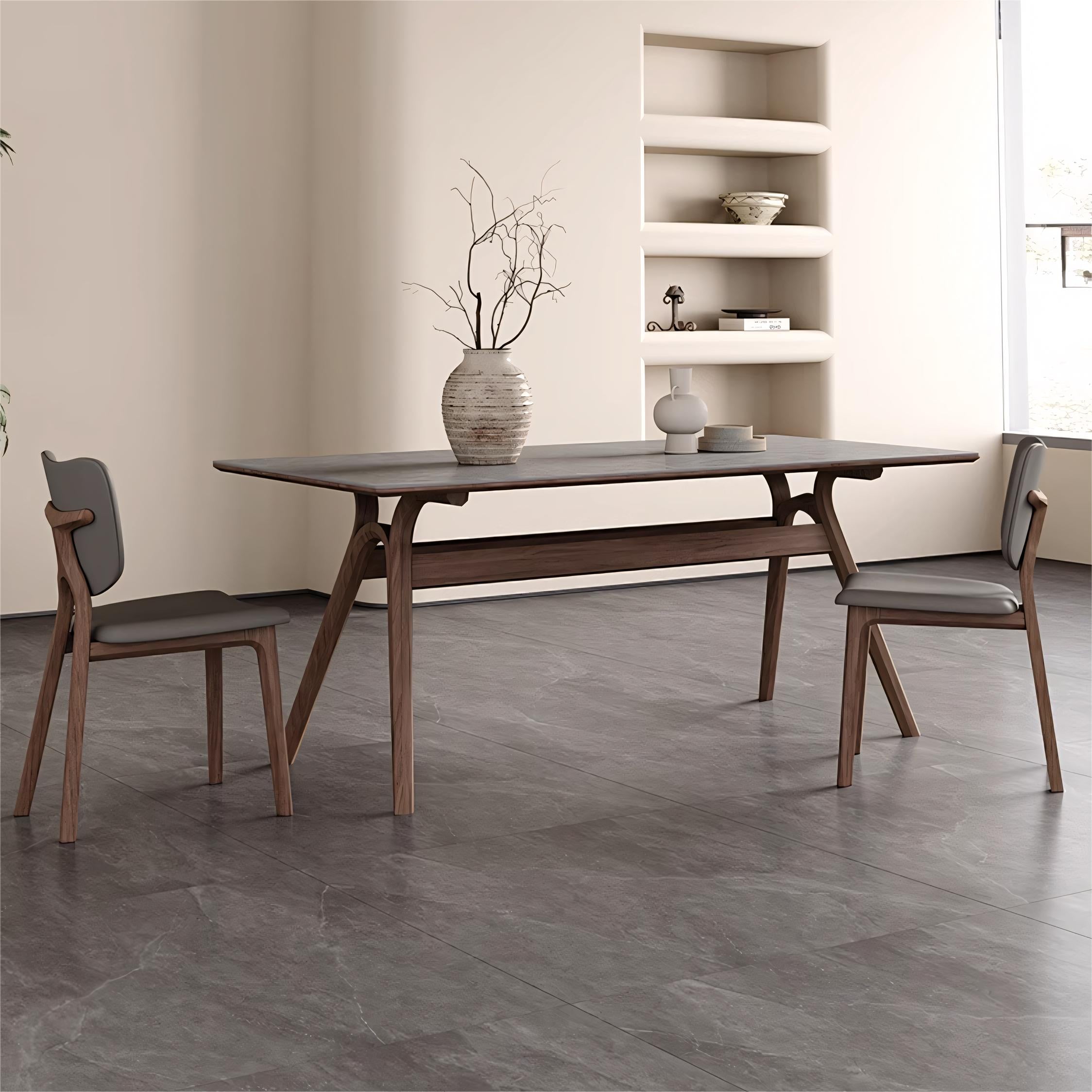 Zilioa Sintered stone solid wood rectangular dining table-A