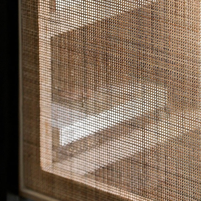 Kyrin Ash wood natural rattan black sideboard