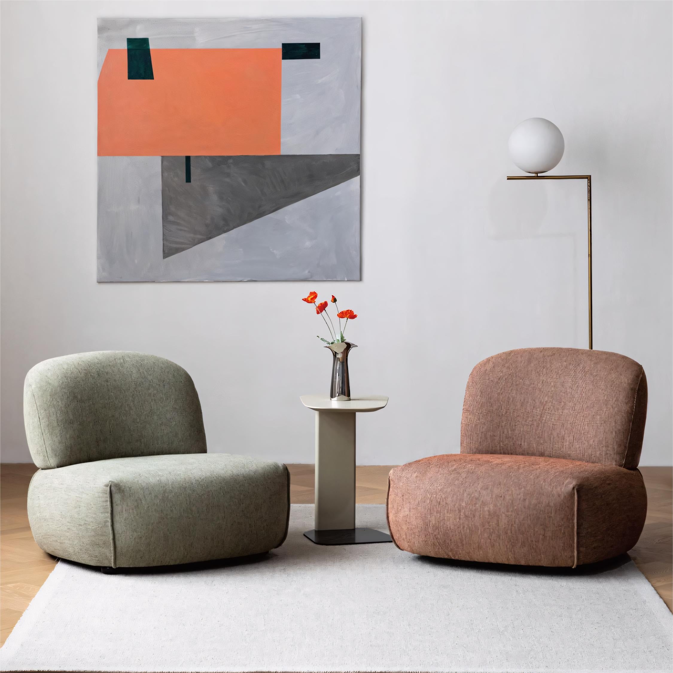 Olria 360° rotatable fabric single sofa-A