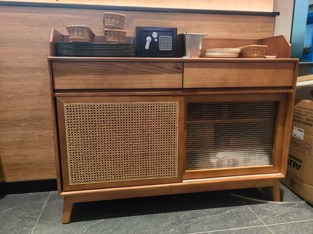 Nyturan Ash wood natural rattan sideboard