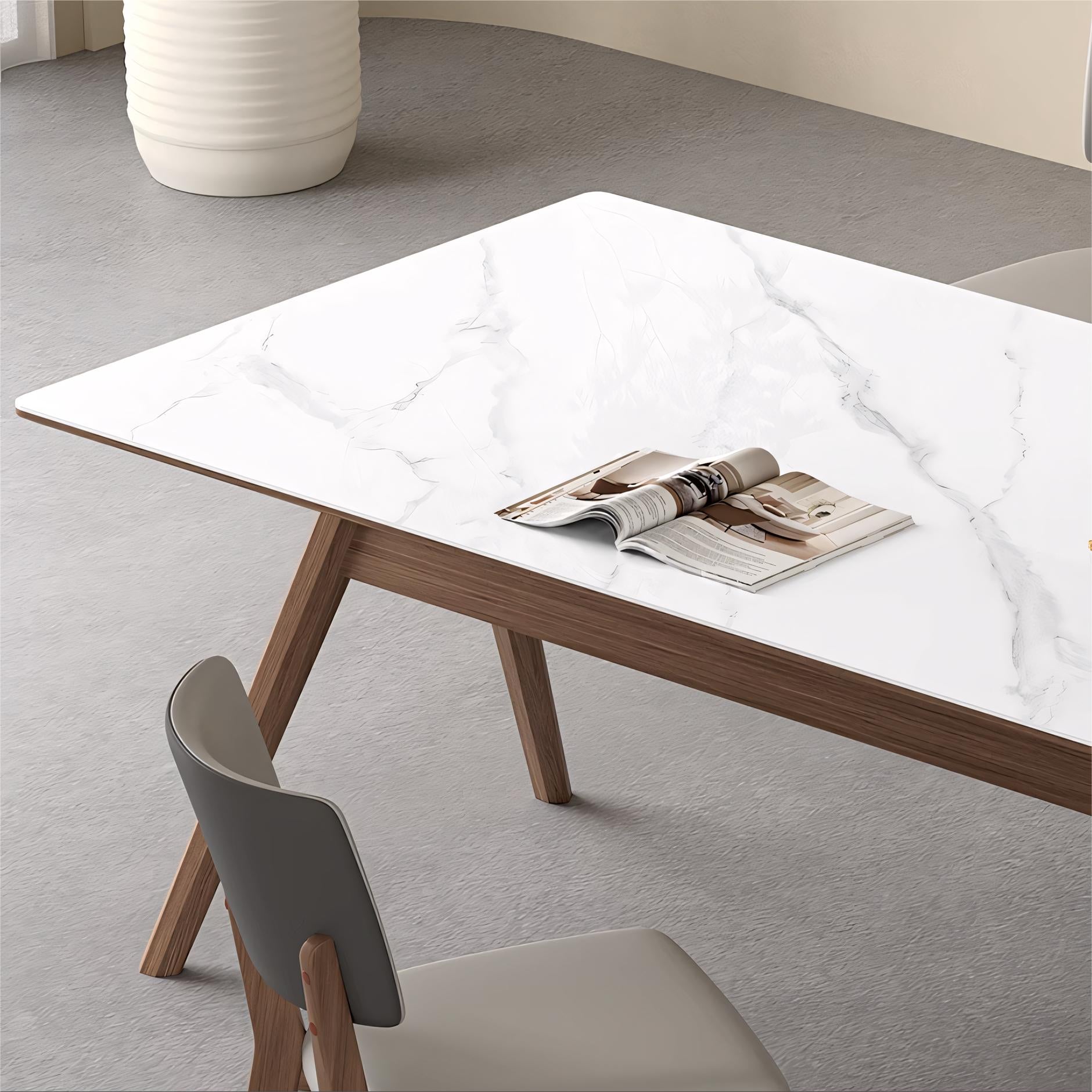 Zilioa Sintered stone solid wood rectangular dining table