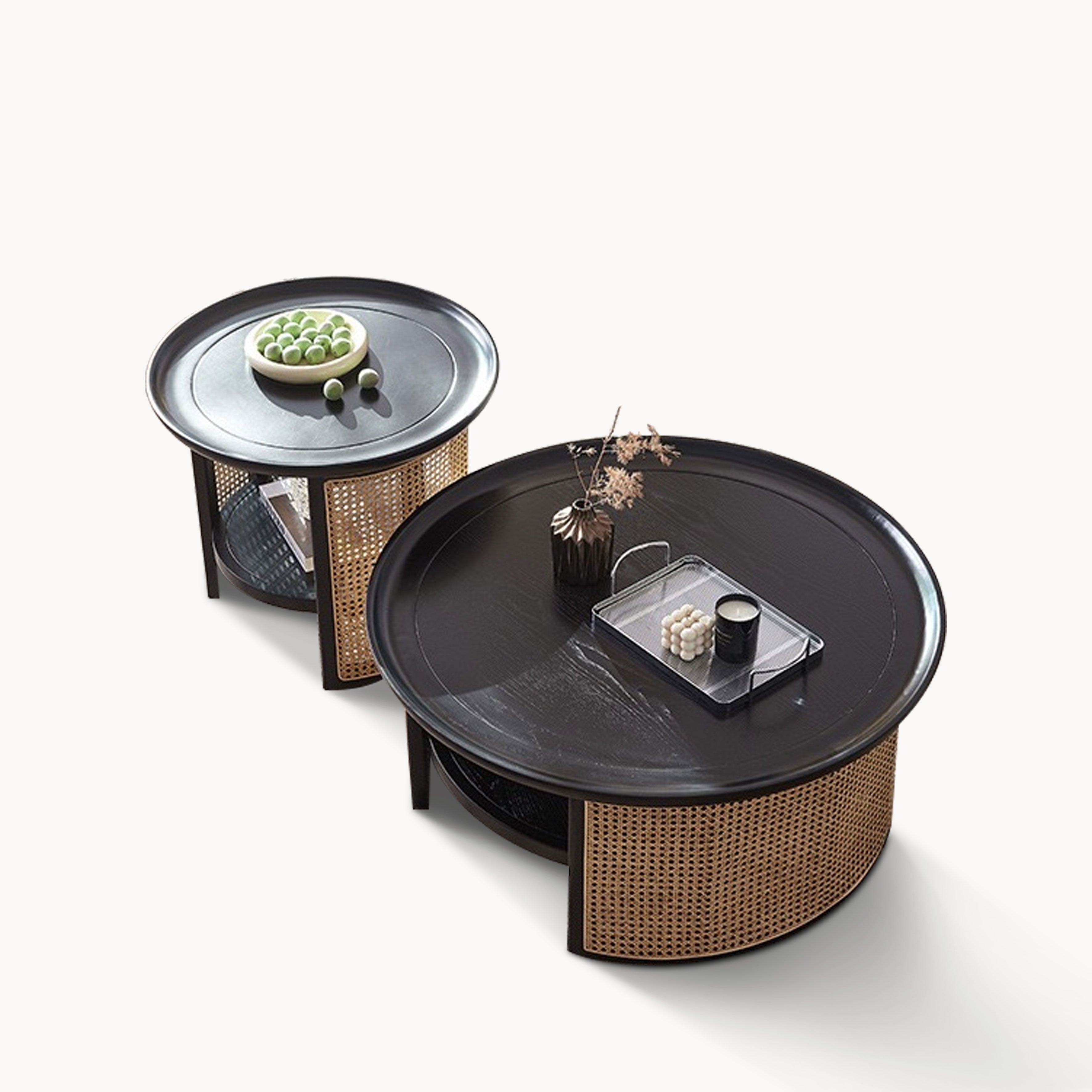 Neirolu Ash wood natural rattan coffee table