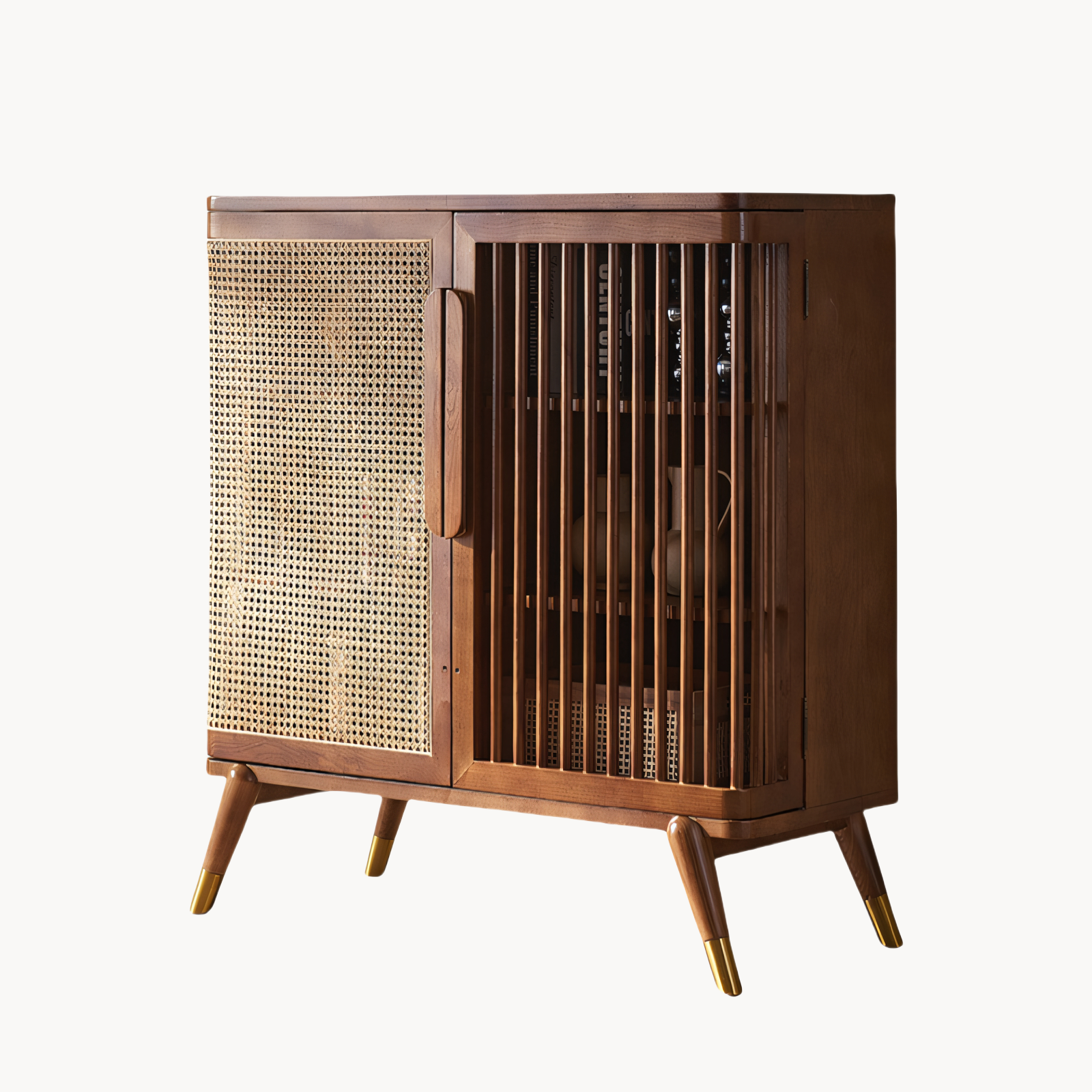 Lizra Solid wood natural rattan sideboard