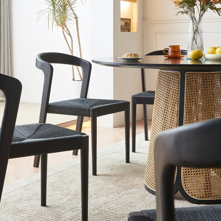 Etammie 2pcs ash wood rope waving dining chairs