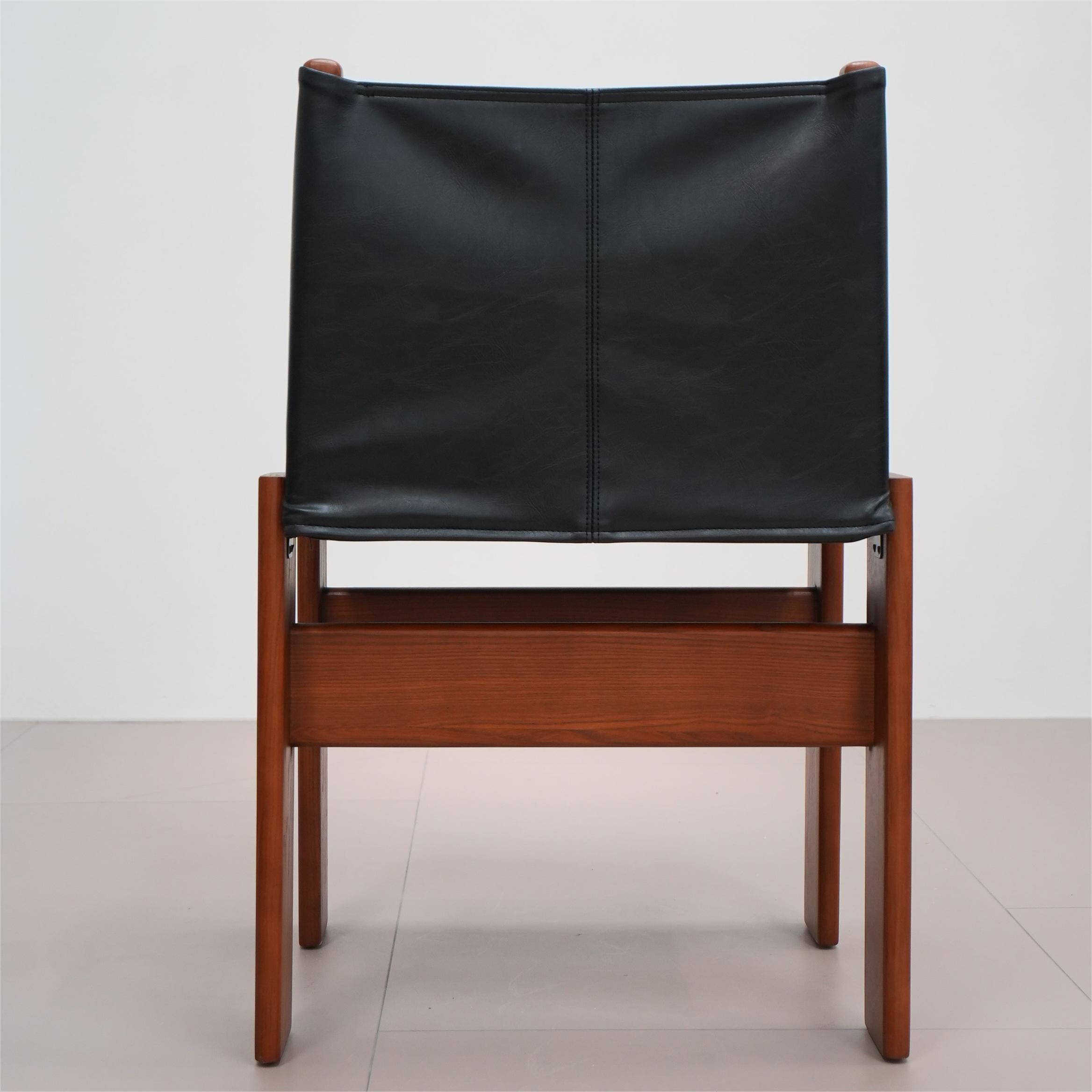 Junis 2pcs leather solid wood dining chairs