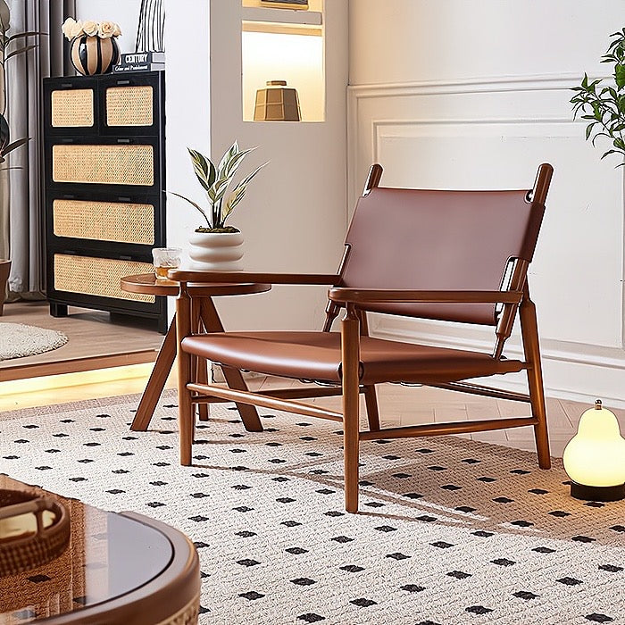 Xanian Ash wood leather accent chair