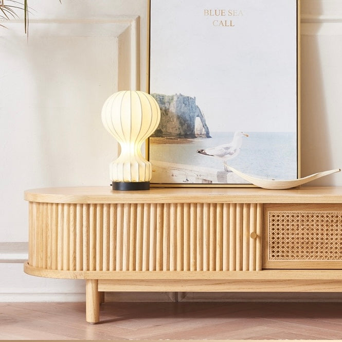 Dwinave Ash wood natural rattan TV cabinet