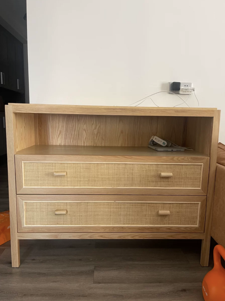 Ketero Ash wood natural rattan chest of drawers