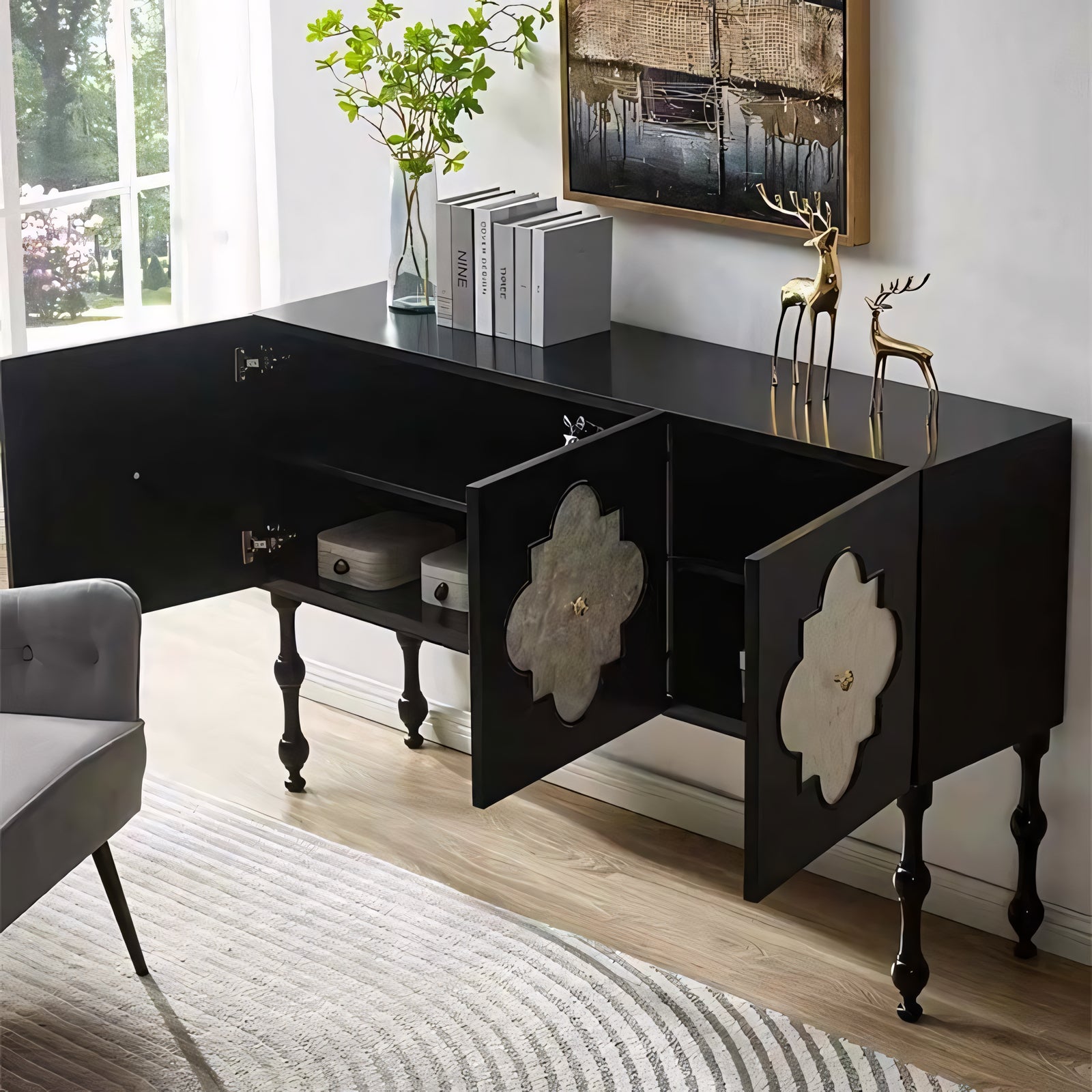 Erma Ash wood shell sideboard