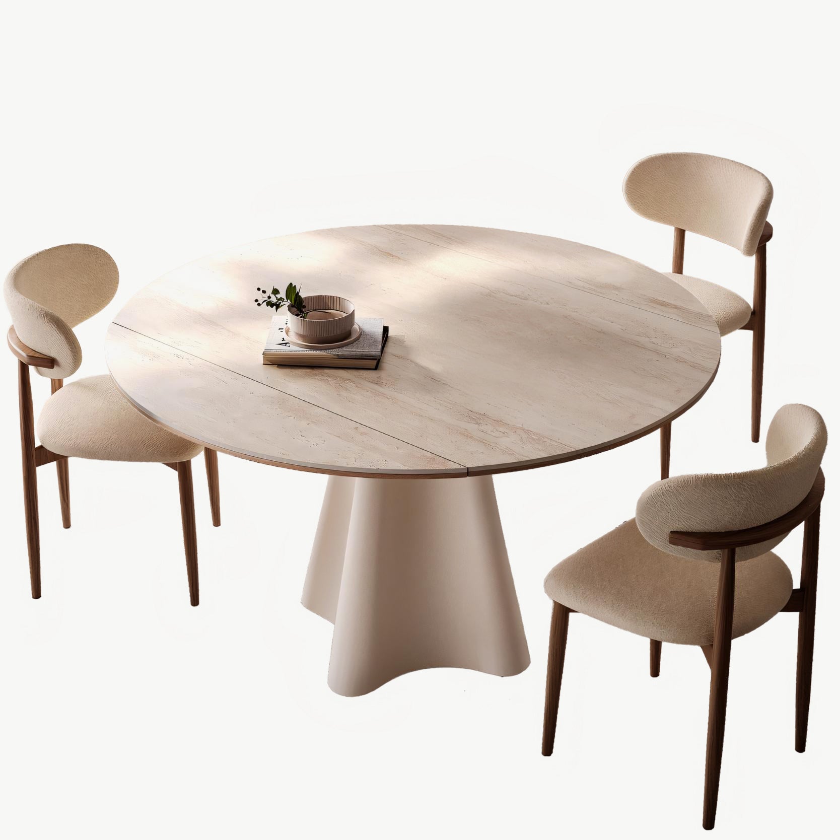 Gelie Transformable sintered stone round dining set
