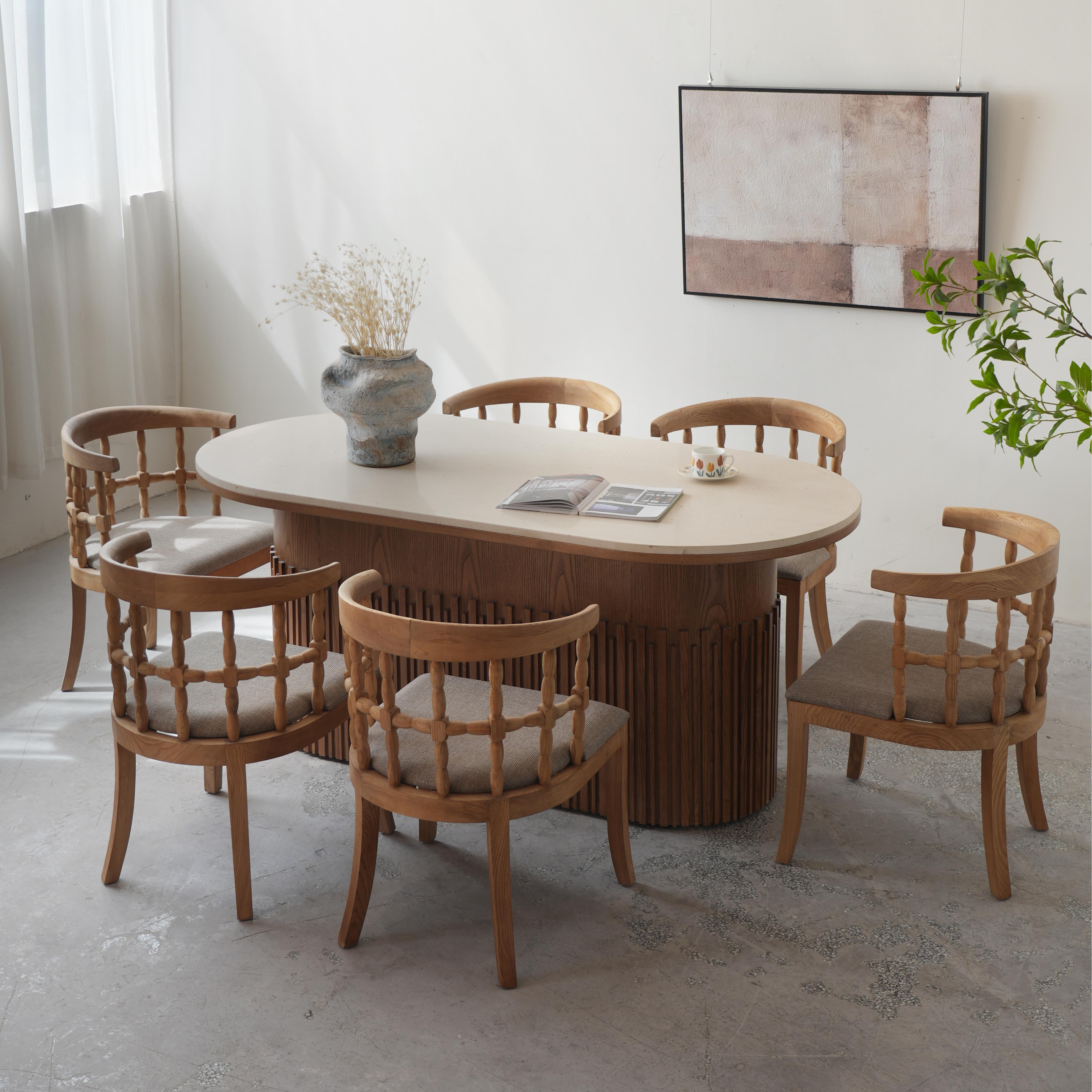 Elvira Natural travertine rectangular dining table