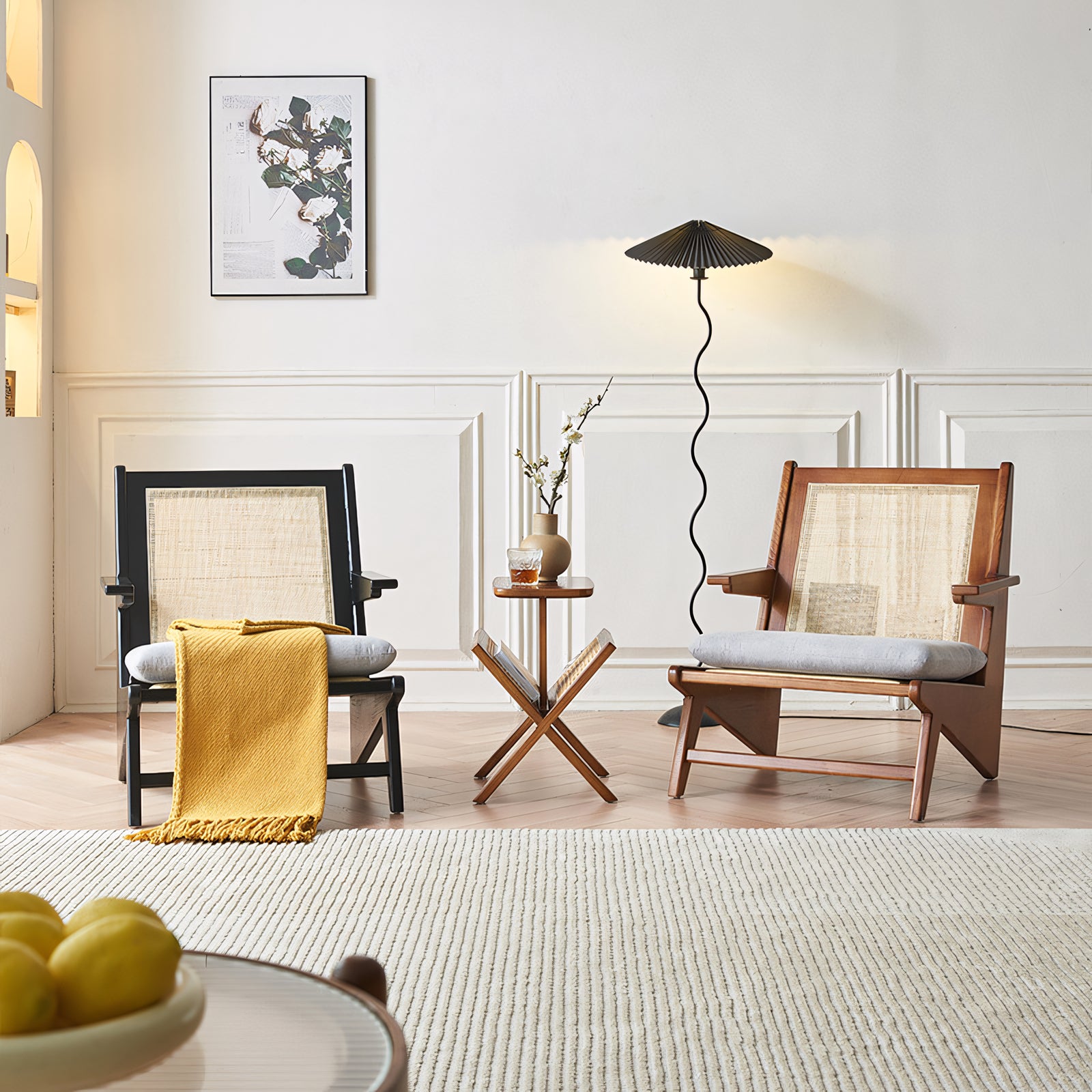 Bonalum Ash wood natural rattan accent chair