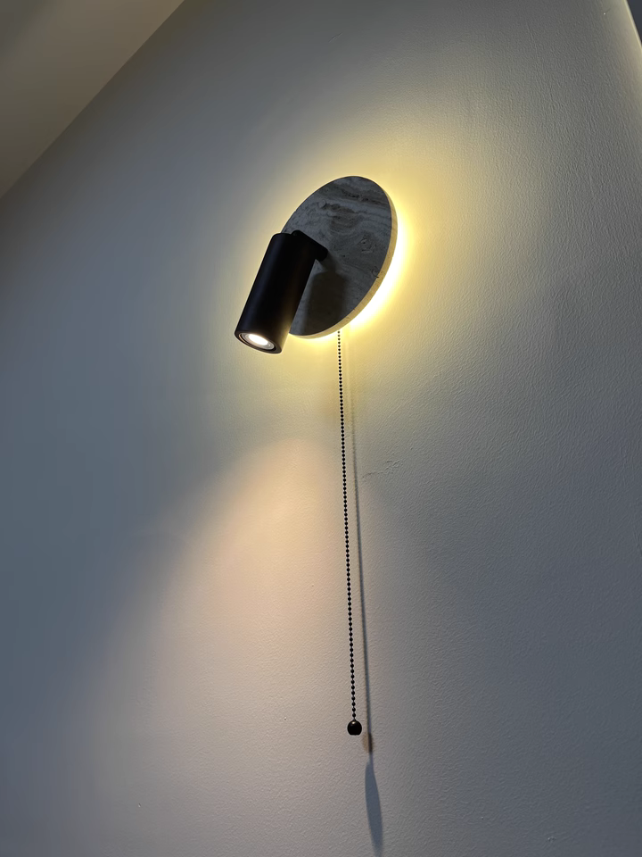 Roines 2pcs Beige travertine solid wood wall lights bedside lights