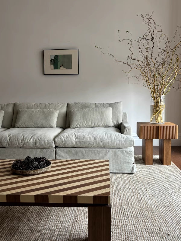 Vinza Washable natural linen fabric straight sofa