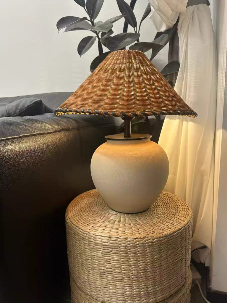 Hatona Ceramic natural rattan lamp