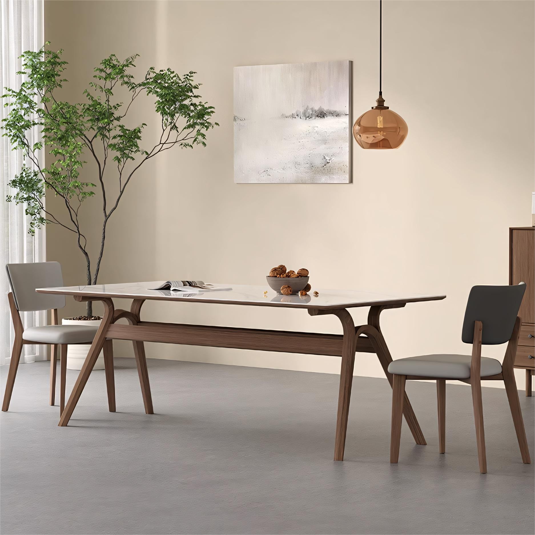 Zilioa Sintered stone solid wood rectangular dining table