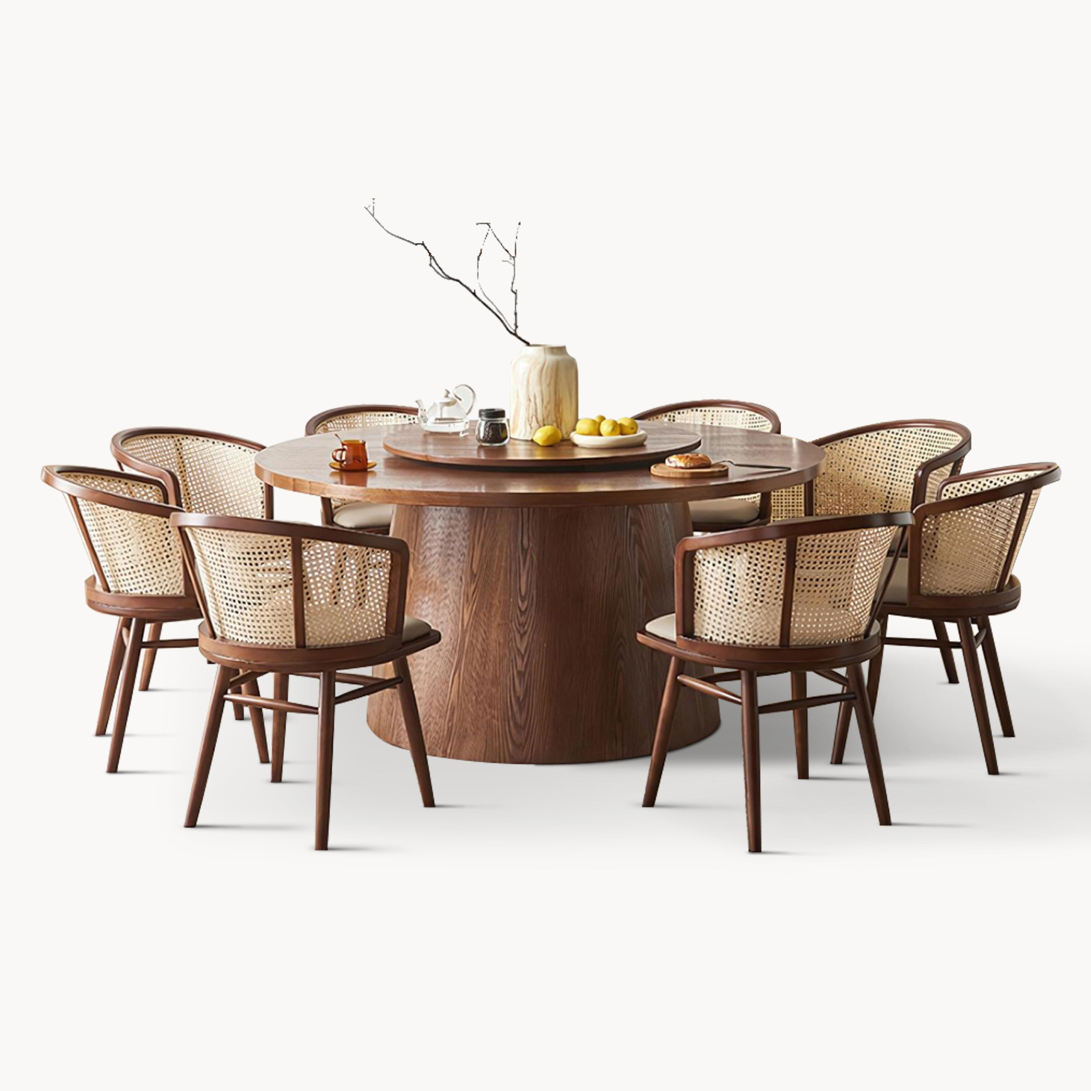 Butloni Ash wood turntable round dining set