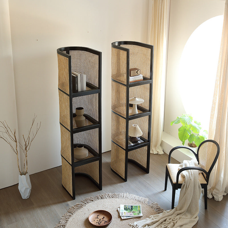 Tiriso Ash wood natural rattan shelf