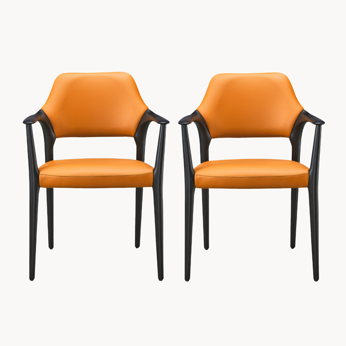 Rilas 2pcs ash wood leather dining chairs