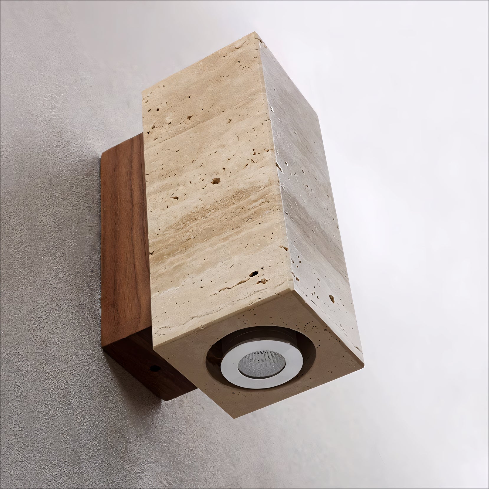 Vicria 2pcs yellow travertine rubberwood wall lights bedside lights