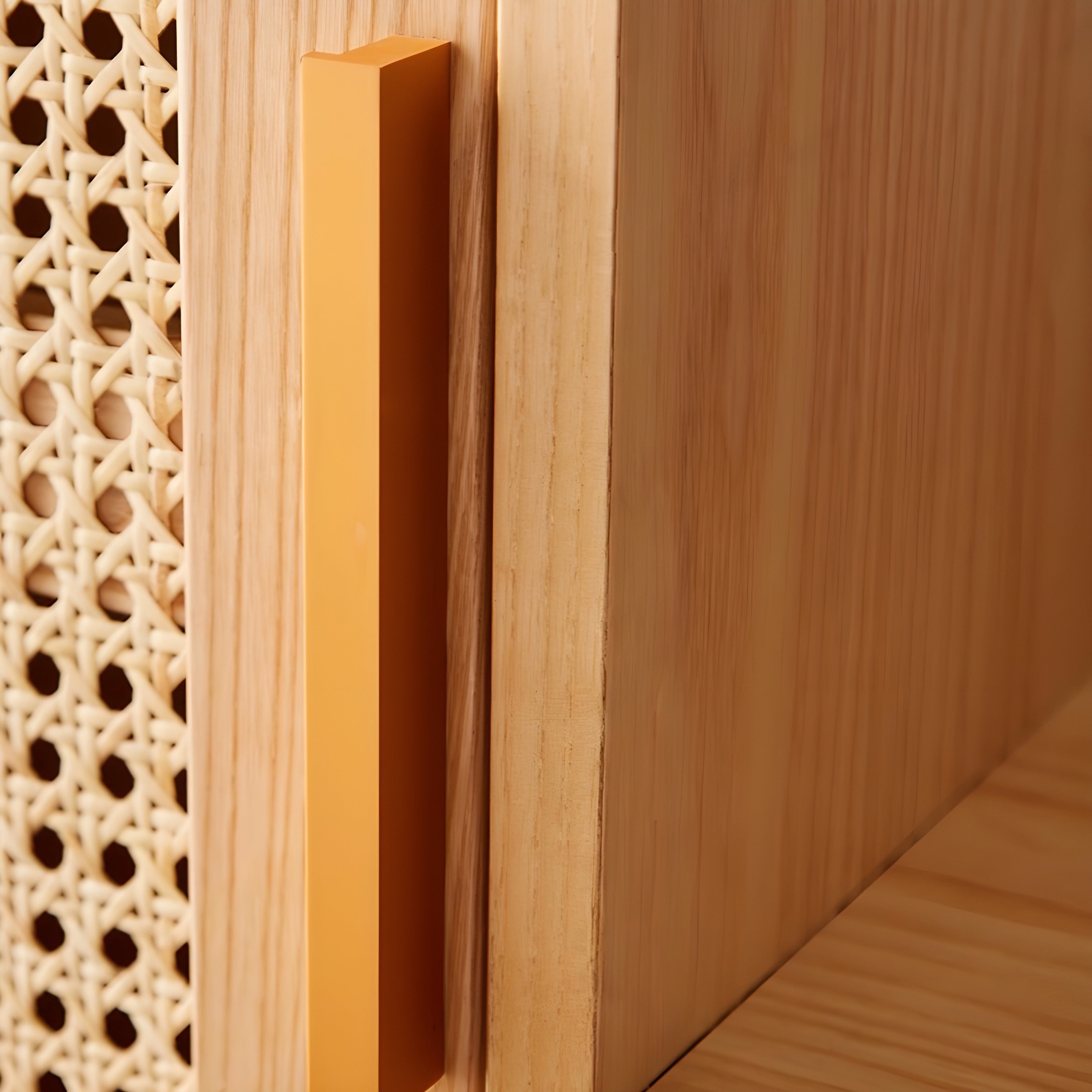 Dinarem Ash wood natural rattan wardrobe