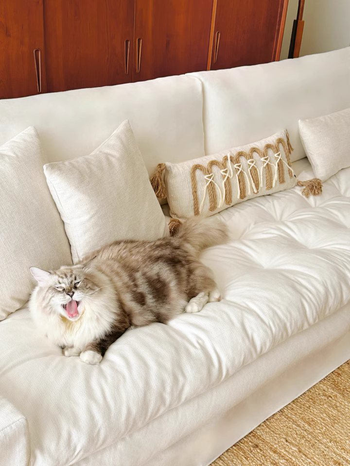 Garozo Washable natural linen fabric straight sofa