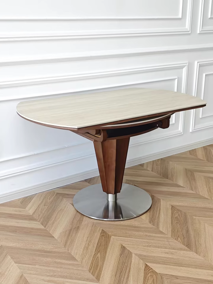 Patima Round-to-rectangular sliding extension dining table