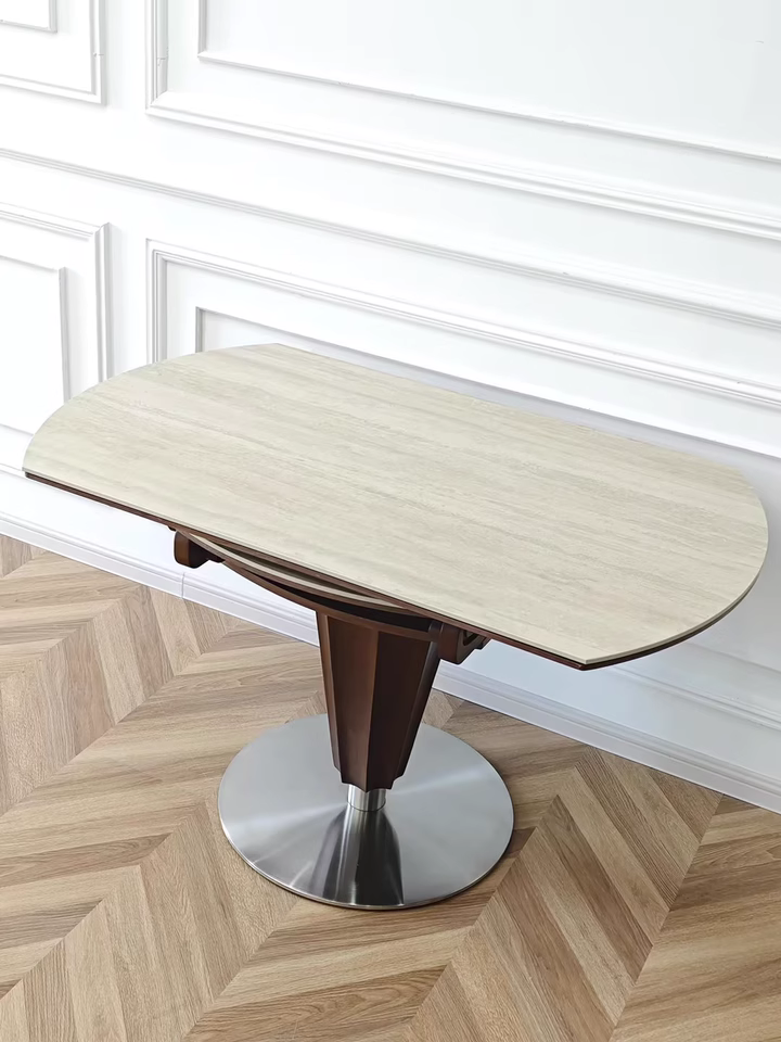 Patima Round-to-rectangular sliding extension dining table