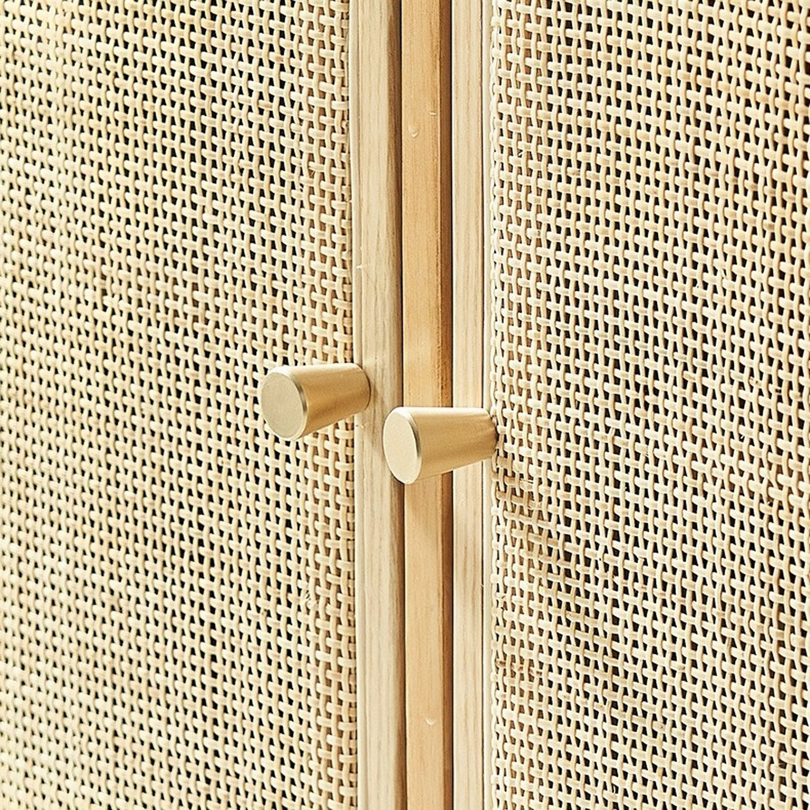 Kyrin Ash wood natural rattan black sideboard