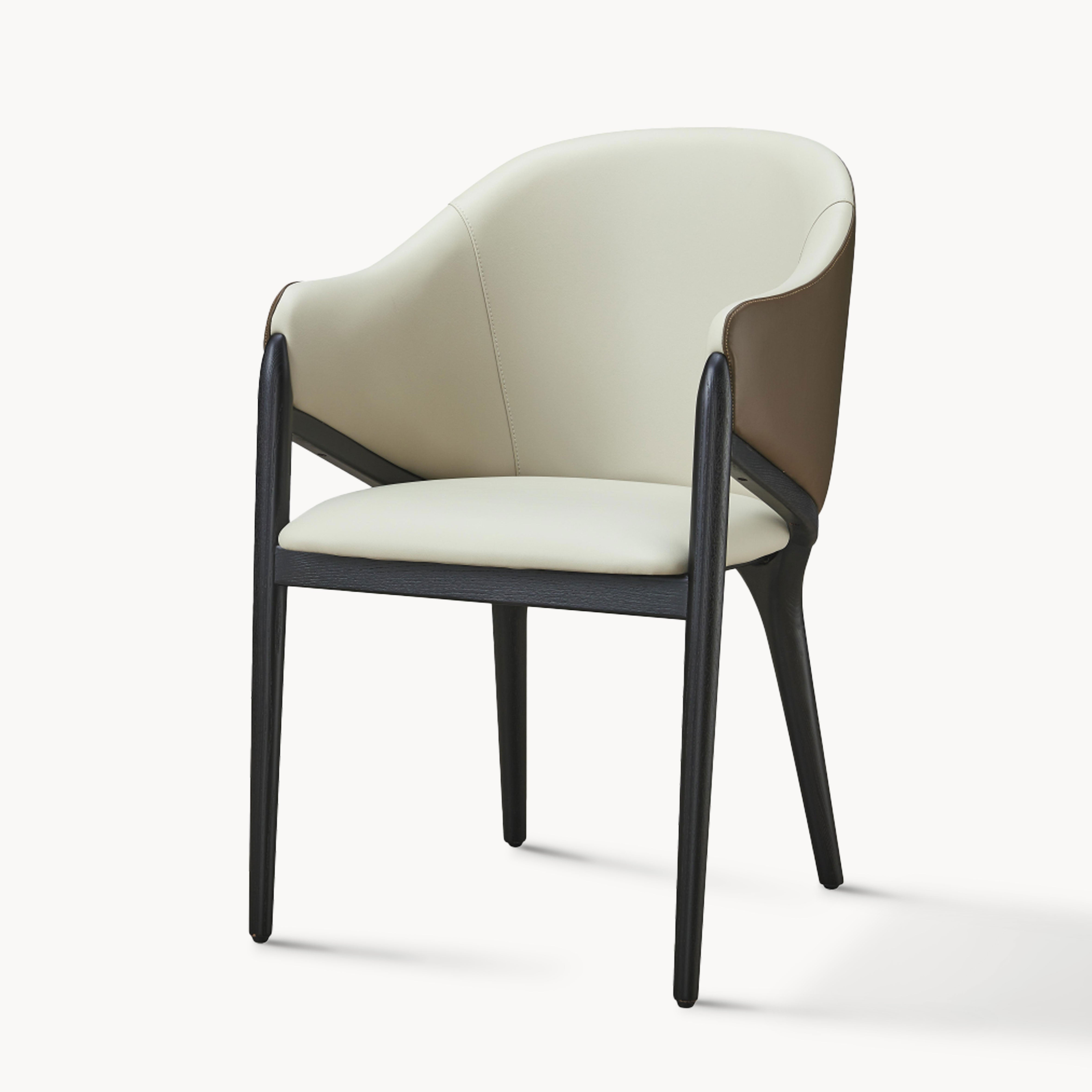 Umire 2pcs ash wood leather dining chairs