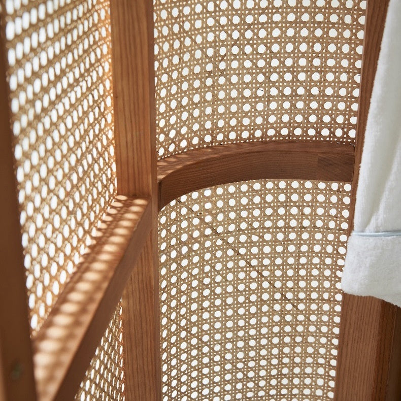 Peritan Ash wood natural rattan wardrobe