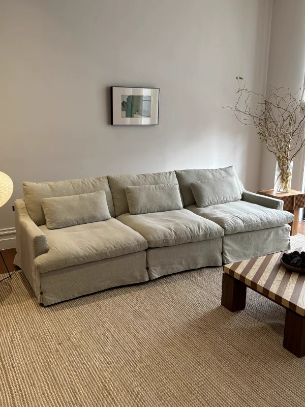 Vinza Washable natural linen fabric straight sofa