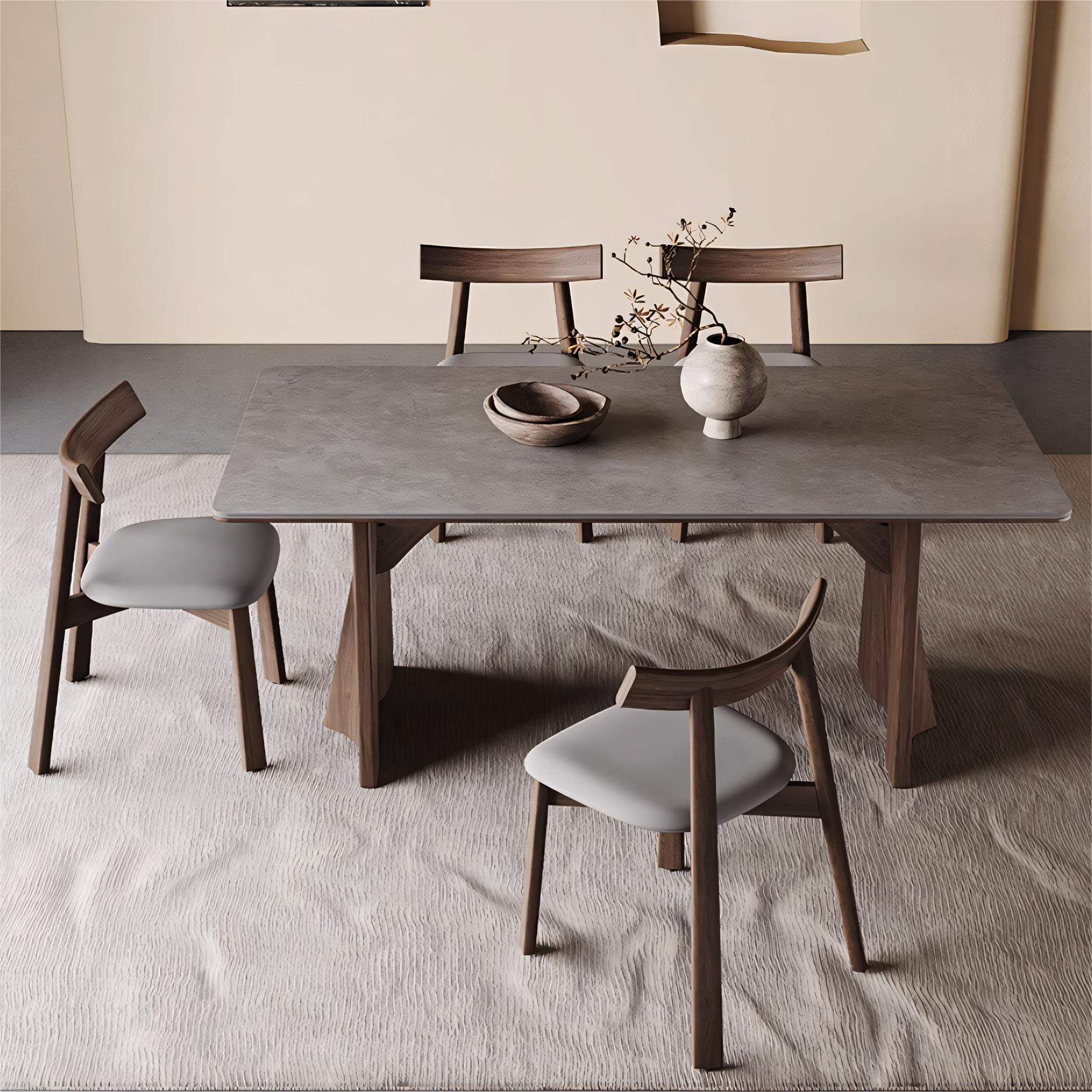 Yaleo  Sintered stone solid wood rectangular dining table