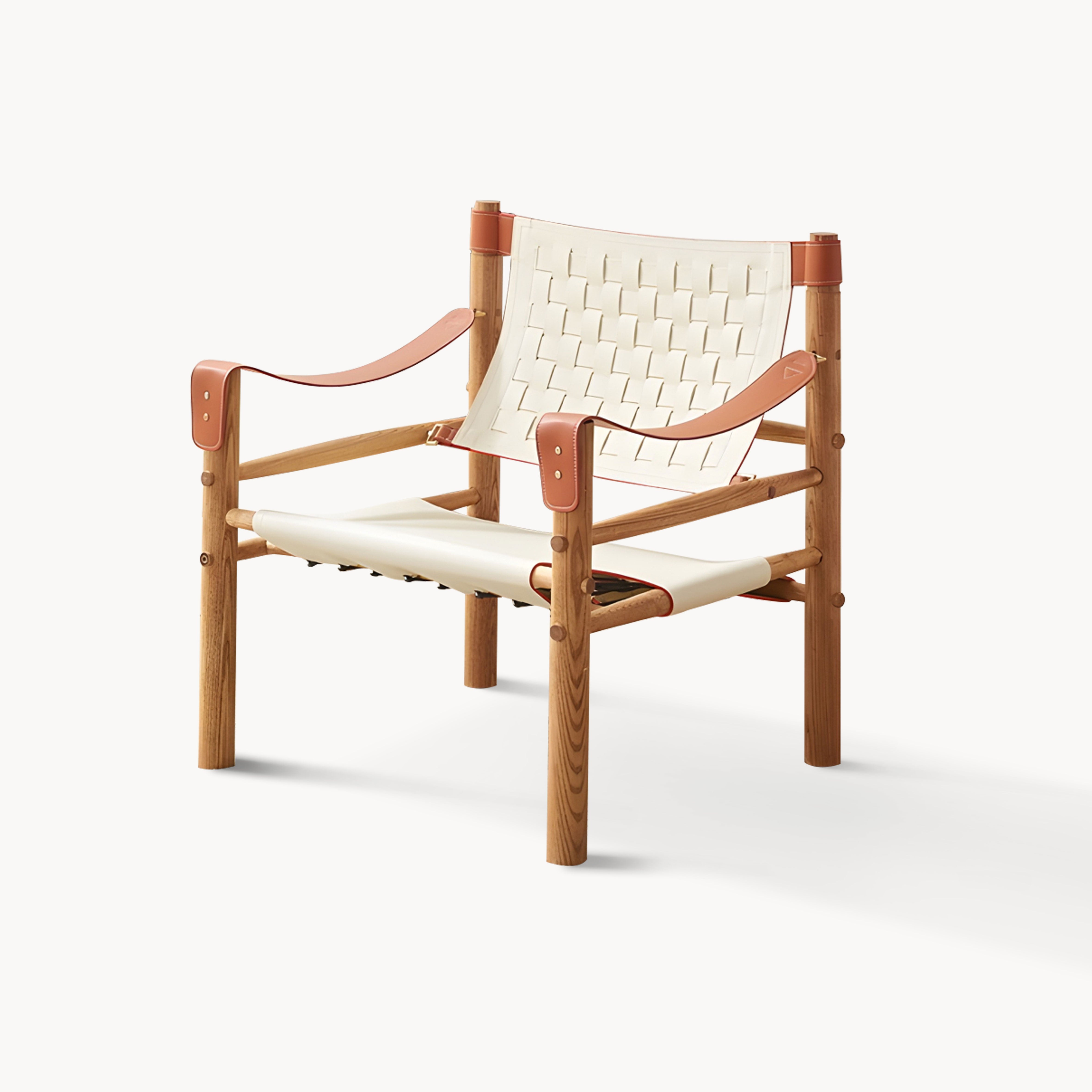 Linaro Ash wood leather accent chair