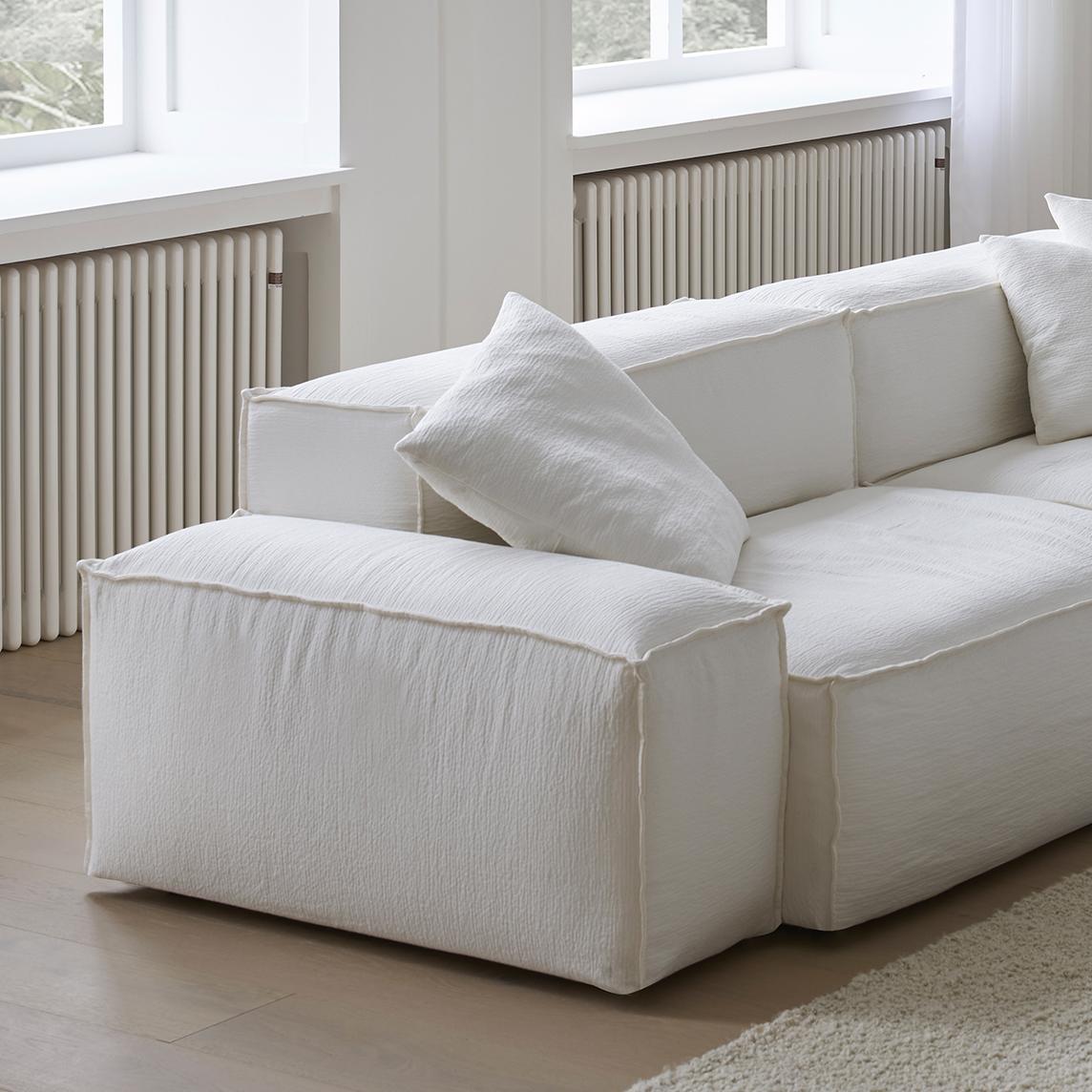 Seffi Washable natural linen fabric chaise lounge sofa