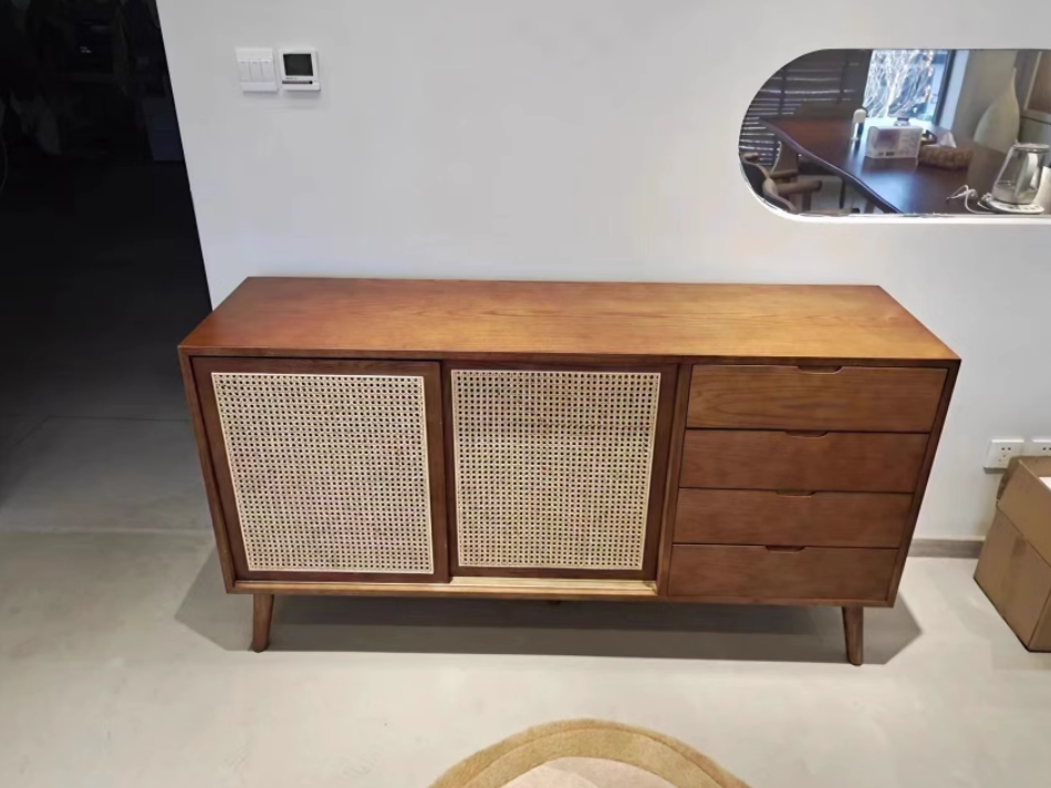 Filayre Ash wood natural rattan sideboard