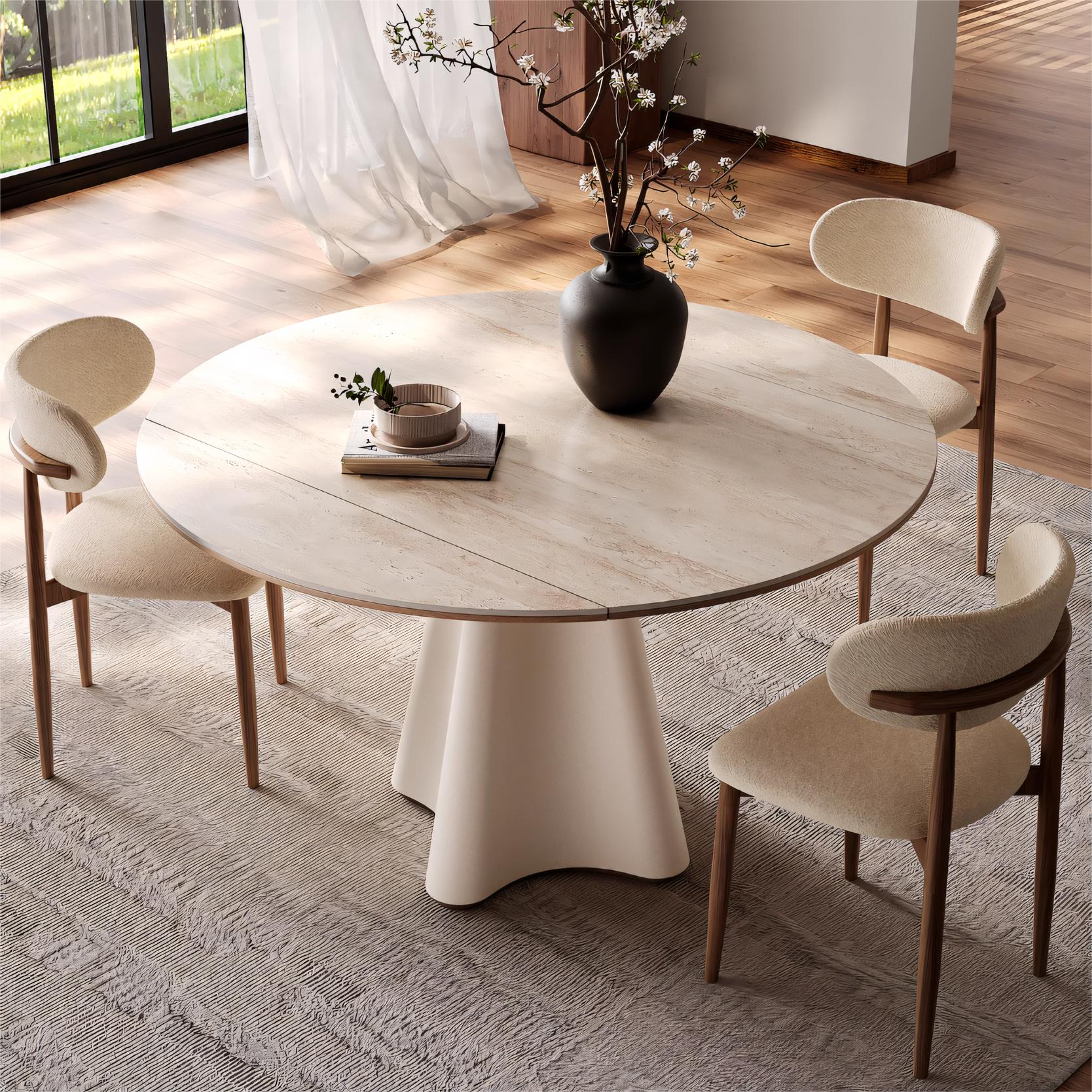 Gelie Transformable sintered stone round dining set
