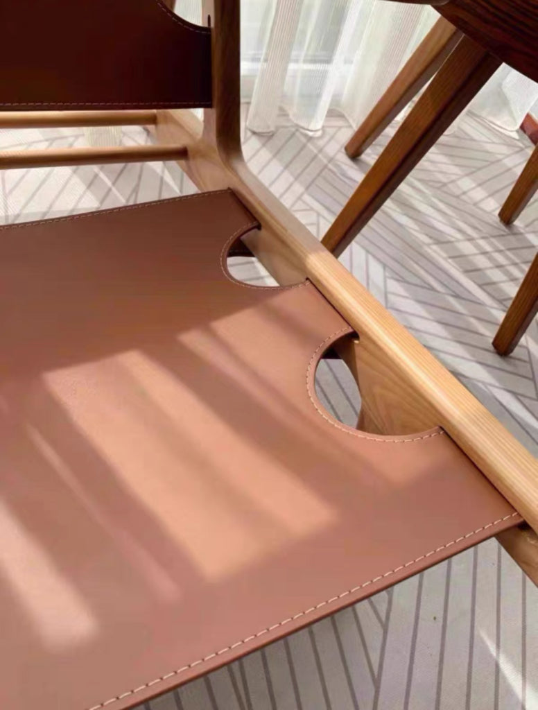 Vibnore Ash wood leather accent chair